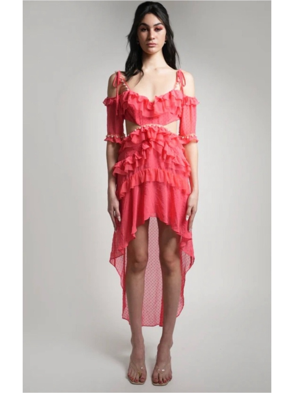 NWT For Love & Lemons Casino Maxi Dress Pink Medium